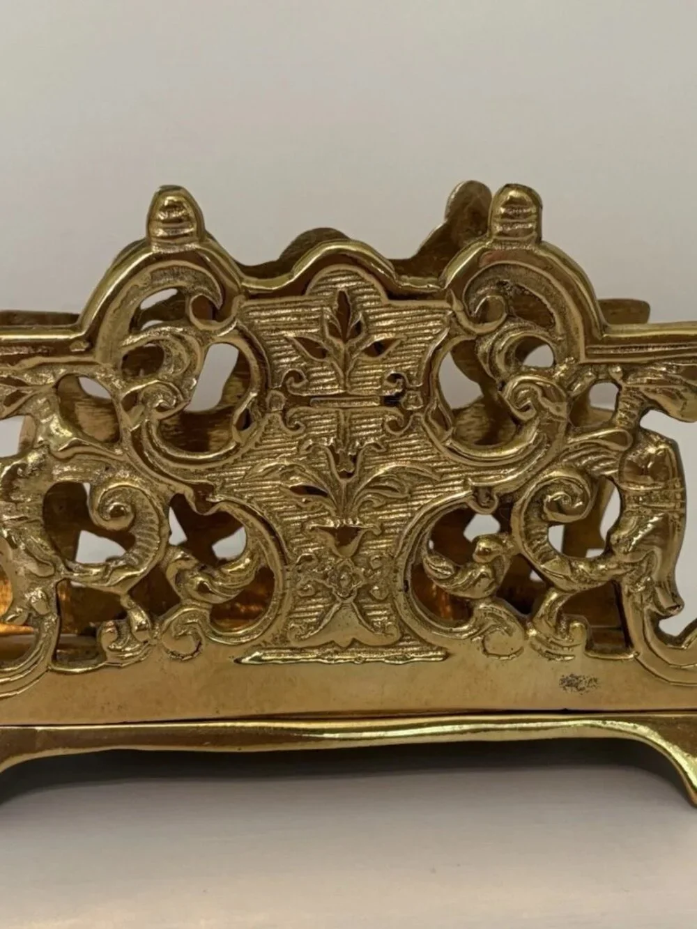 Maitland Smith Ornate Brass Letter or Napkin Holder Hand Made In India